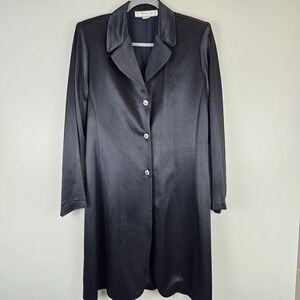 Vtg Christy‎ Lynn Womens Black Shirt Blazer Dress Womens 13/14 Black.A67
